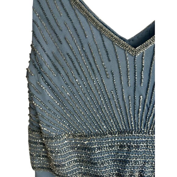 J. Kara Formal Evening Gown w Jacket MOB Dusty Blue Beaded Sz 12 New - Picture 5 of 15